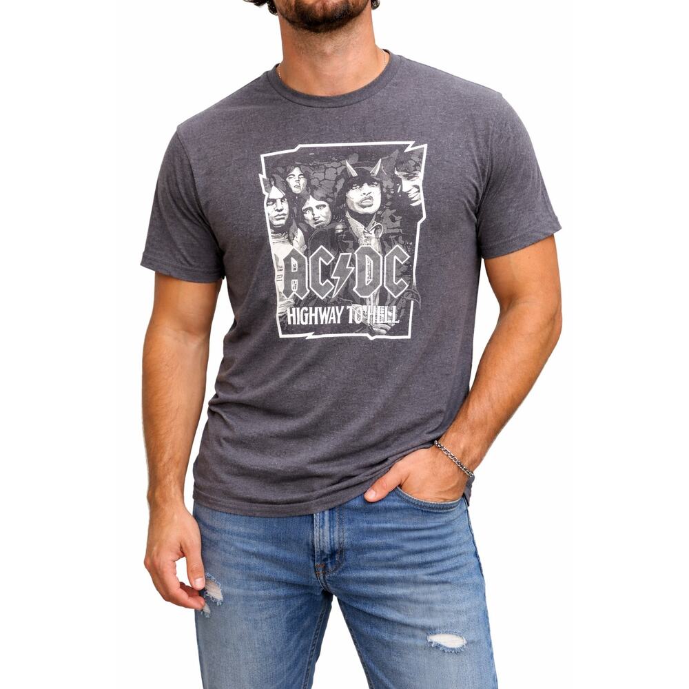 AC/DC Highway To Hell Band T-Shirt Men's 3XLGray Rock Music Graphic Tee